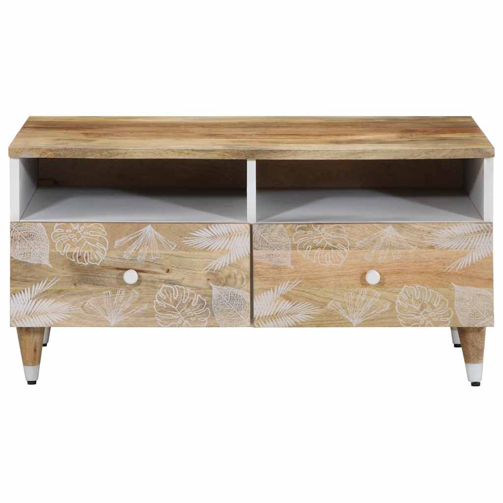 Mesa De Centro De Madera Maciza Mango 80X54X40 Cm