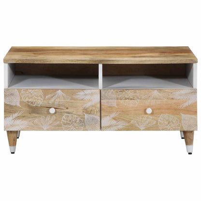 Mesa De Centro De Madera Maciza Mango 80X54X40 Cm