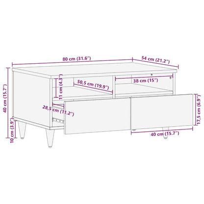 Mesa De Centro De Madera Maciza Mango 80X54X40 Cm