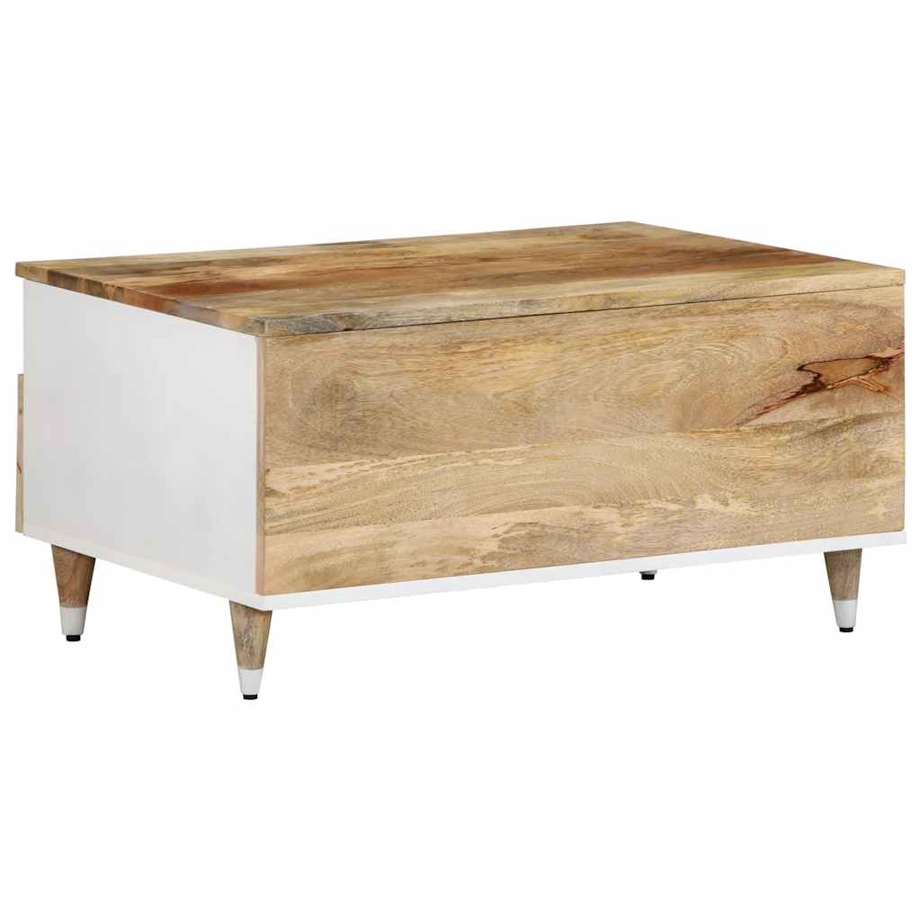 Mesa De Centro De Madera Maciza Mango 80X54X40 Cm
