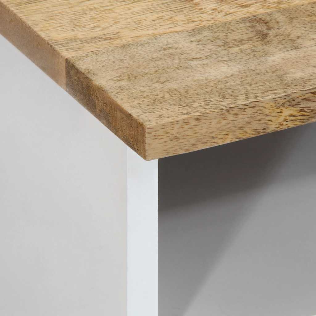 Mesa De Centro De Madera Maciza Mango 80X54X40 Cm