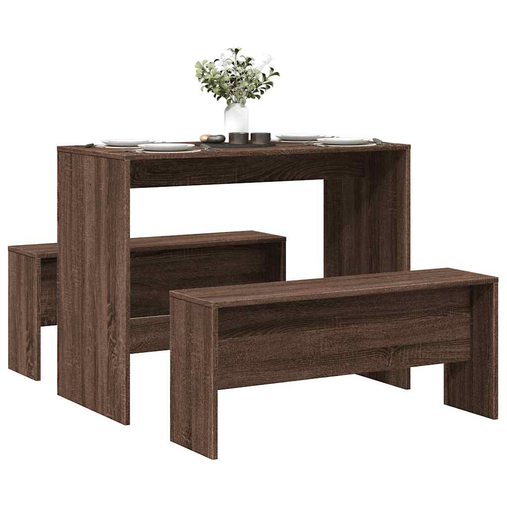 Mesa Y Bancos De Comedor 3 Pzas Madera Ingeniería
