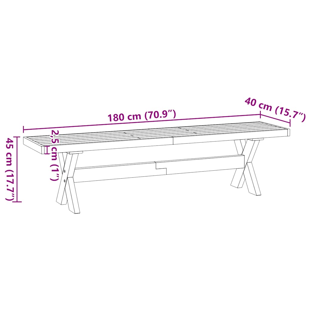 Banco Comedor Noain Patas Forma X Madera Maciza Pino