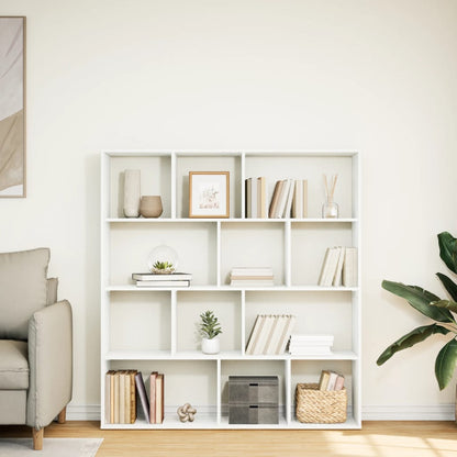 Estantería Librería Madera De Ingeniería Blanca 132X29X141,5 Cm