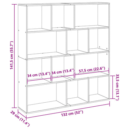 Estantería Librería Madera De Ingeniería Blanca 132X29X141,5 Cm