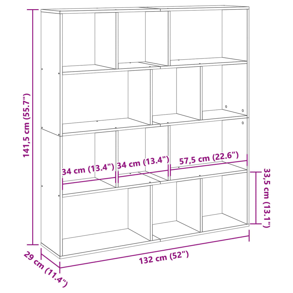 Estantería Madera De Ingeniería Roble Artisian 132X29X141,5 Cm