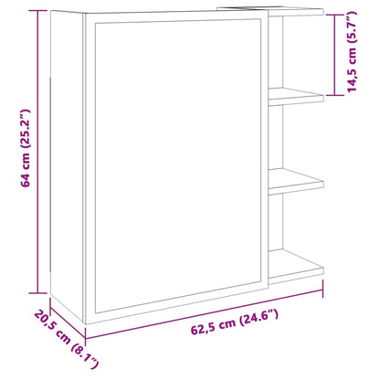 Armario Espejo De Baño Madera Envejecida 62,5X20,5X64 Cm