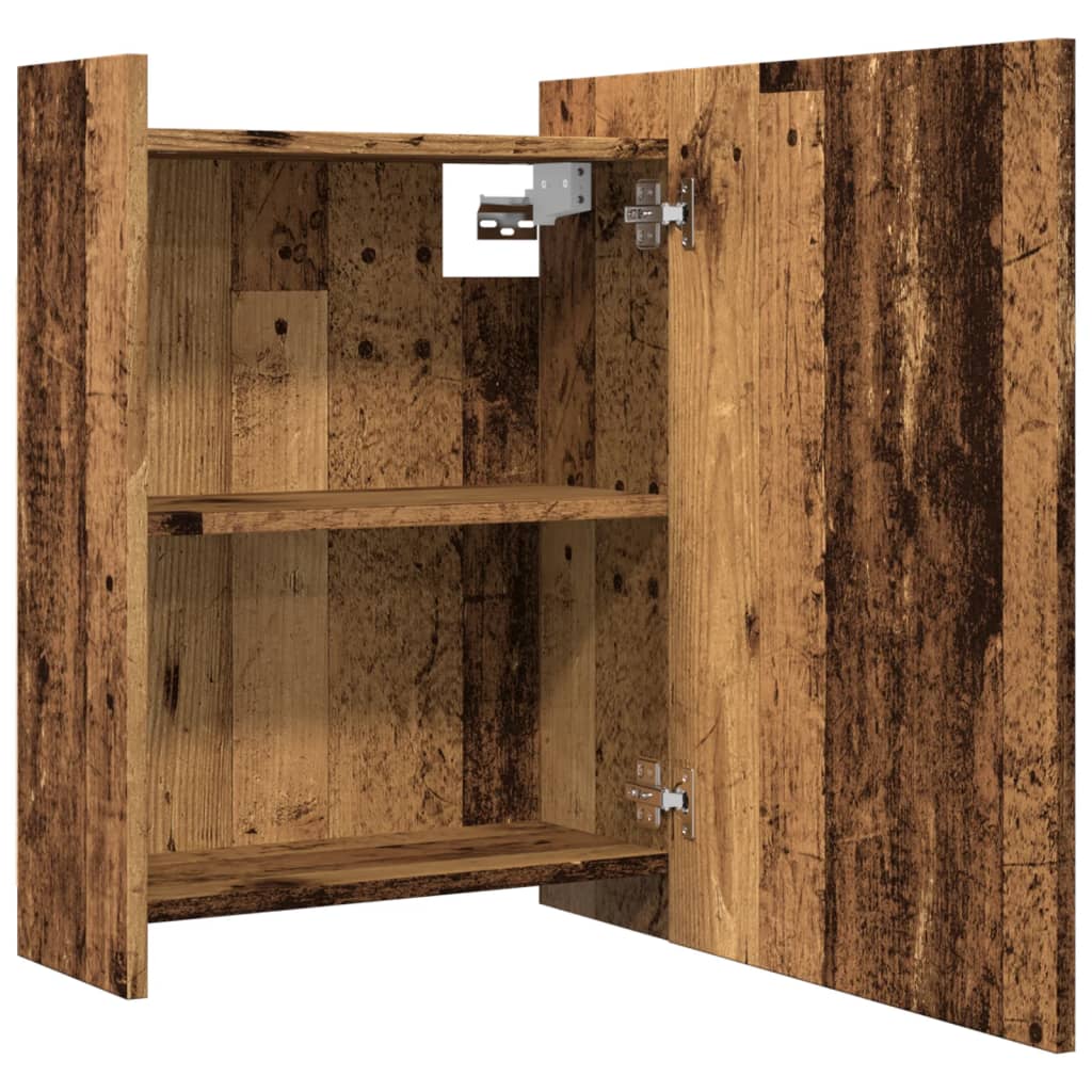 Armario Espejo De Baño Madera Envejecida 62,5X20,5X64 Cm