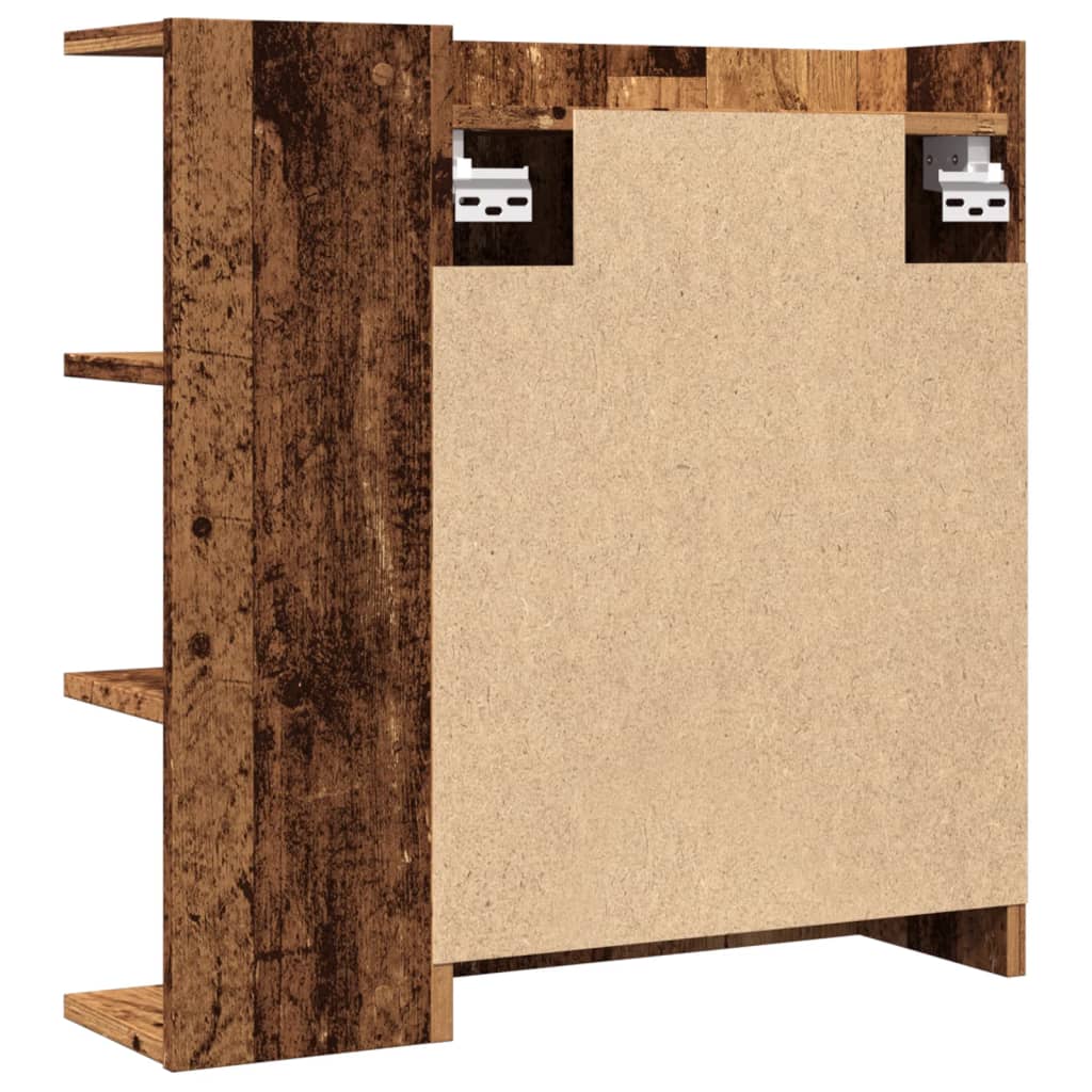 Armario Espejo De Baño Madera Envejecida 62,5X20,5X64 Cm