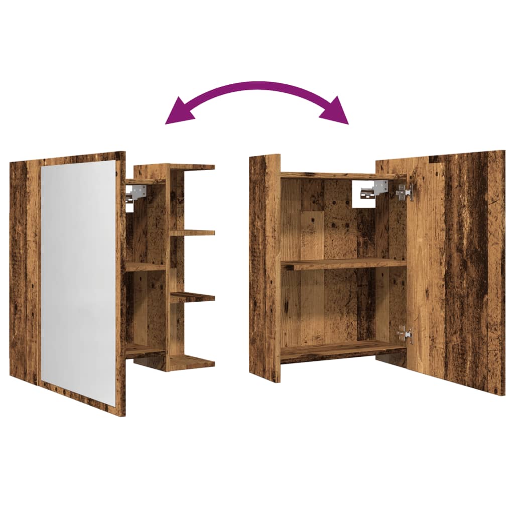 Armario Espejo De Baño Madera Envejecida 62,5X20,5X64 Cm