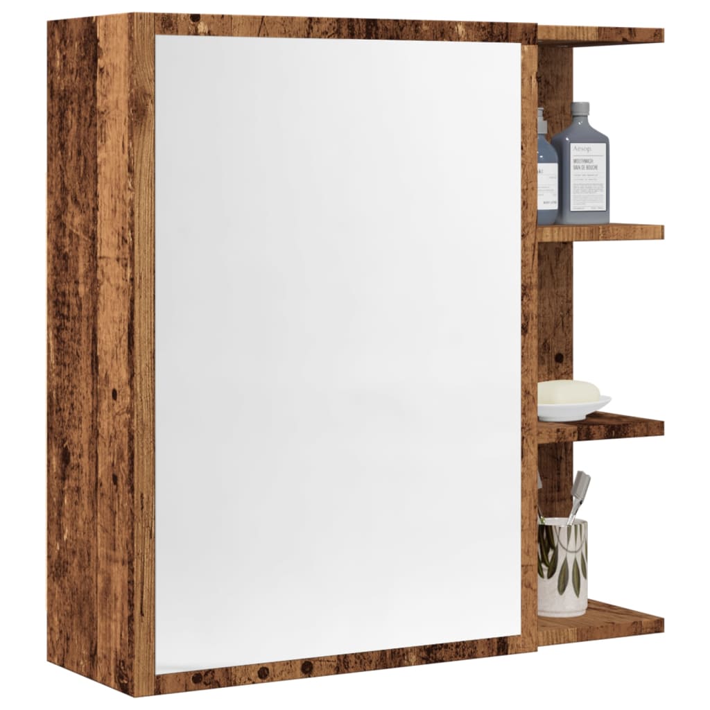 Armario Espejo De Baño Madera Envejecida 62,5X20,5X64 Cm