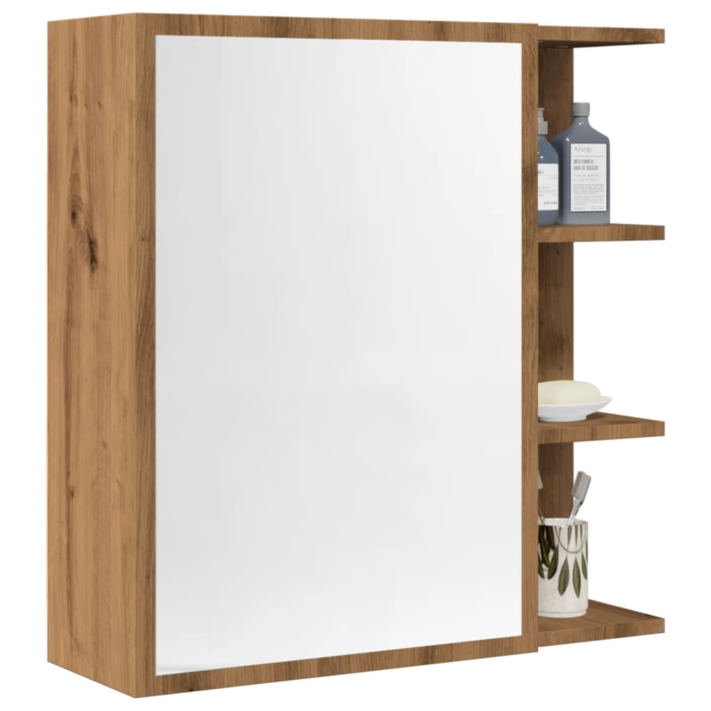 Armario Espejo De Baño Madera Envejecida 62,5X20,5X64 Cm