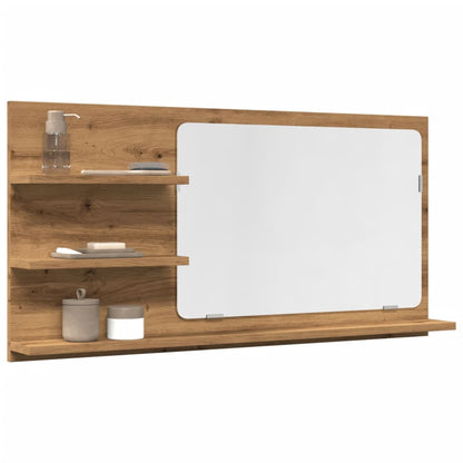 Armario De Baño Con Espejo De 90X11X45 Cm Madera De Ingeniería