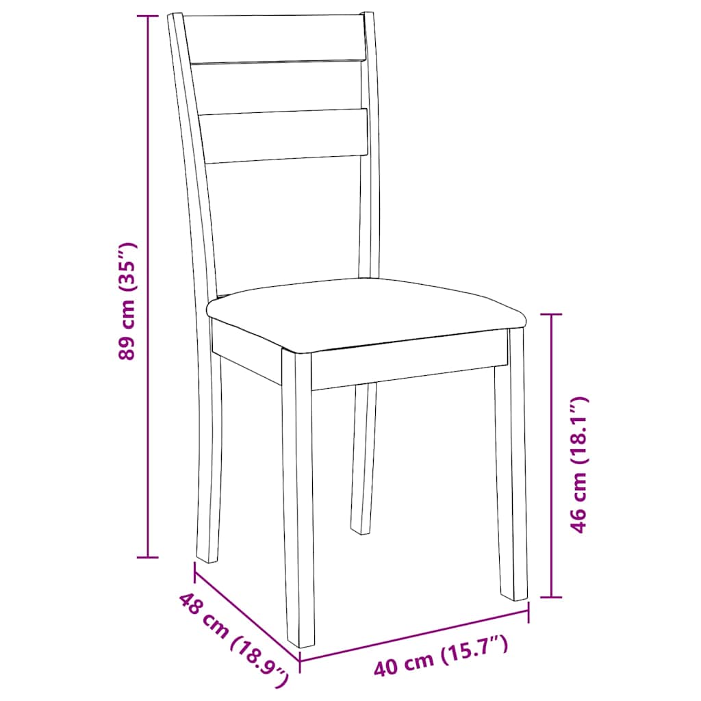 Sillas De Comedor Con Cojines 2 Uds Madera Maciza Marrón Caucho