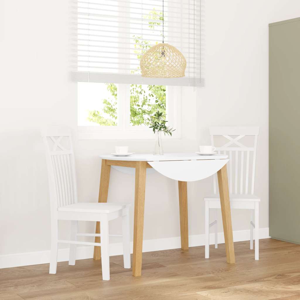 Sillas De Comedor Con Cojines 2Uds Madera Maciza Blanco Caucho