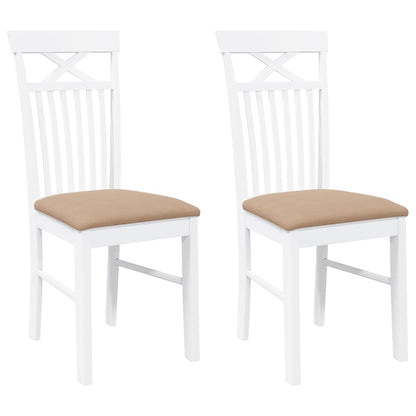 Sillas De Comedor Con Cojines 2Uds Madera Maciza Blanco Caucho