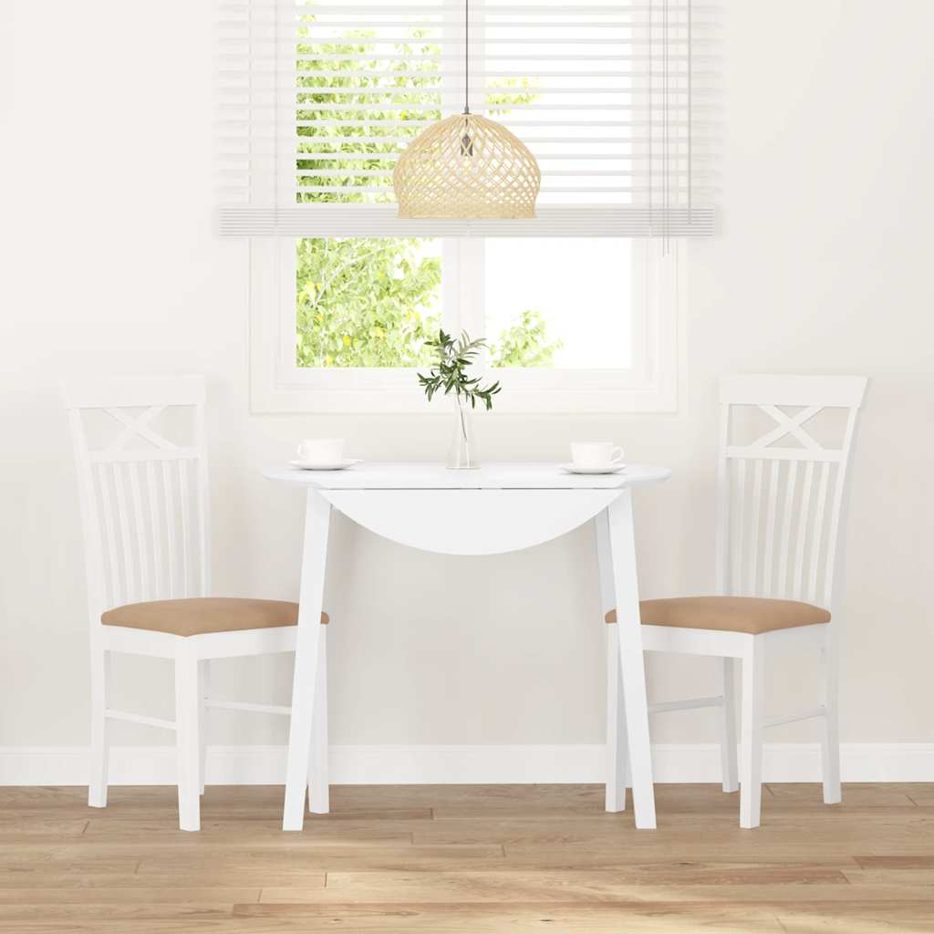 Sillas De Comedor Con Cojines 2Uds Madera Maciza Blanco Caucho