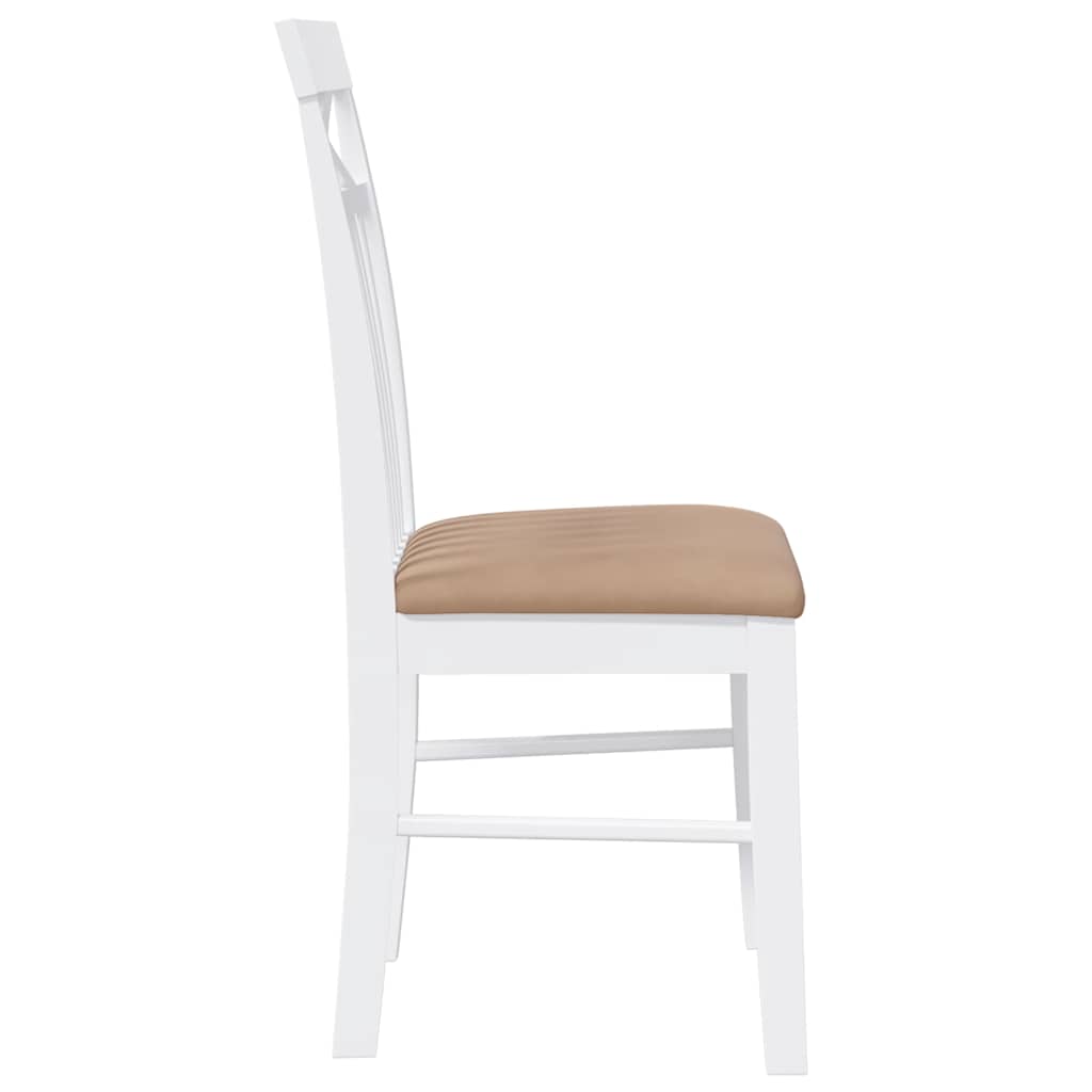 Sillas De Comedor Con Cojines 2Uds Madera Maciza Blanco Caucho
