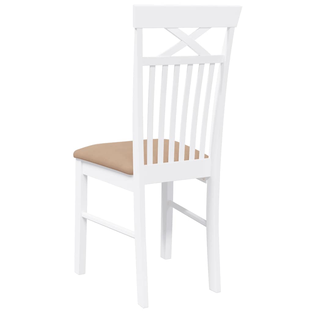 Sillas De Comedor Con Cojines 2Uds Madera Maciza Blanco Caucho