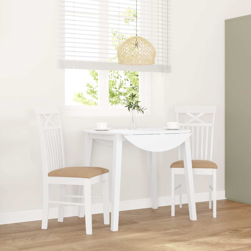 Sillas De Comedor Con Cojines 2Uds Madera Maciza Blanco Caucho