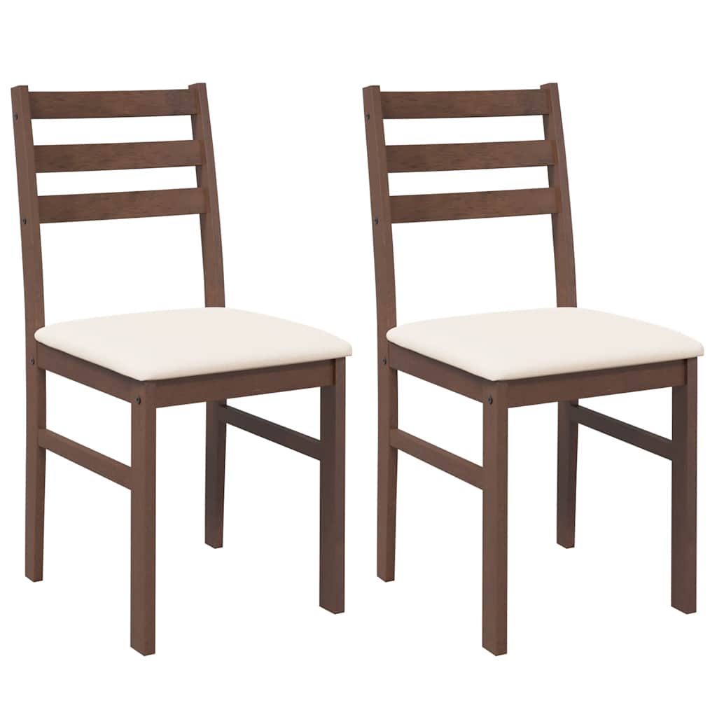 Sillas De Comedor Con Cojines 2 Uds Madera Maciza Marrón Caucho