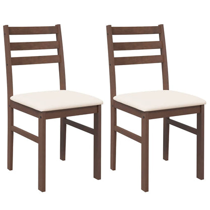 Sillas De Comedor Con Cojines 2 Uds Madera Maciza Marrón Caucho