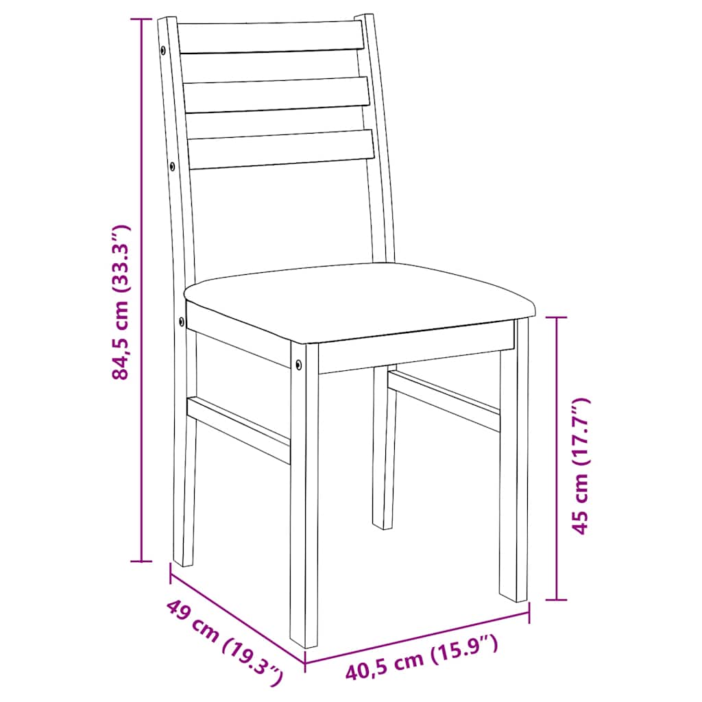 Sillas De Comedor Con Cojines 2 Uds Madera Maciza Marrón Caucho