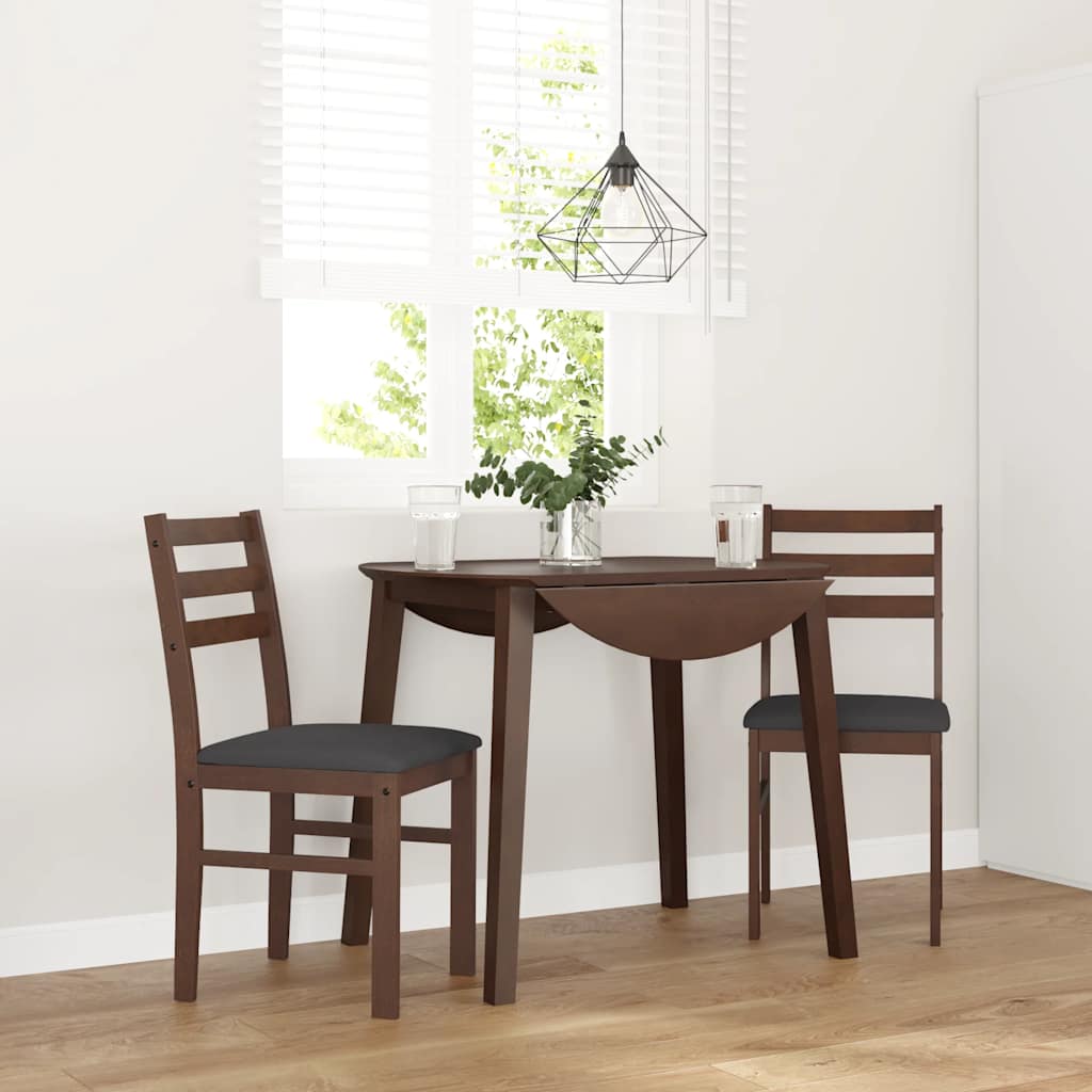 Sillas De Comedor Con Cojines 2 Uds Madera Maciza Marrón Caucho