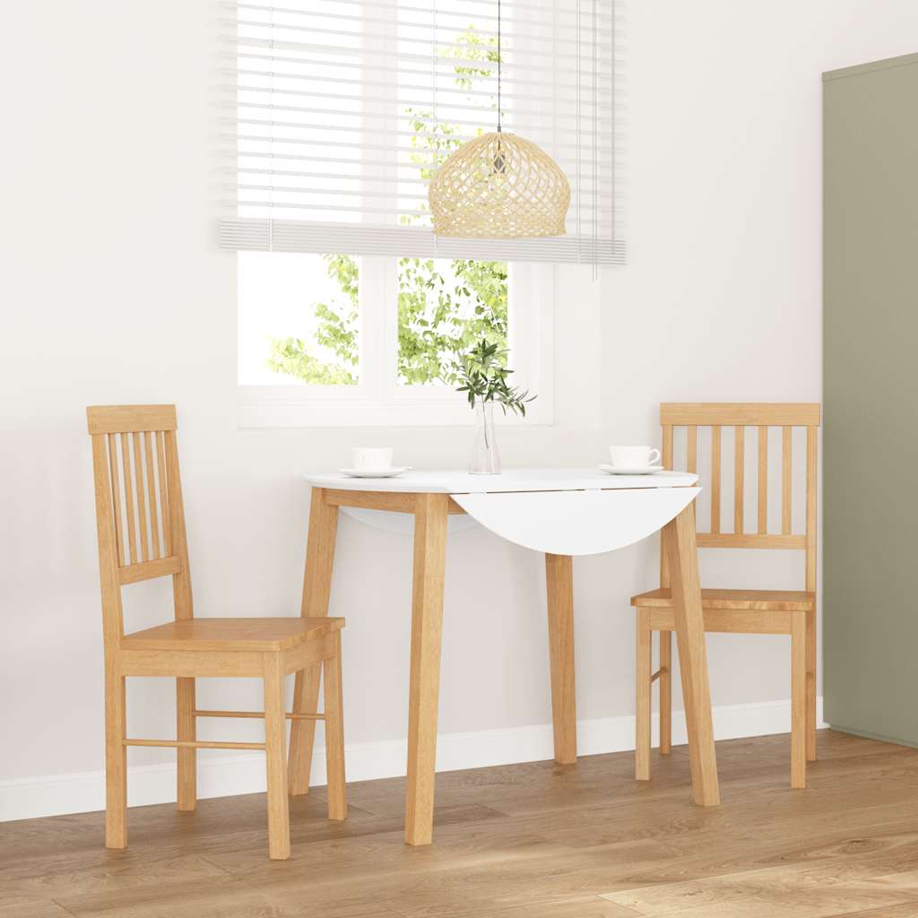 Sillas De Comedor 2 Unidades Madera Maciza De Caucho Blanco