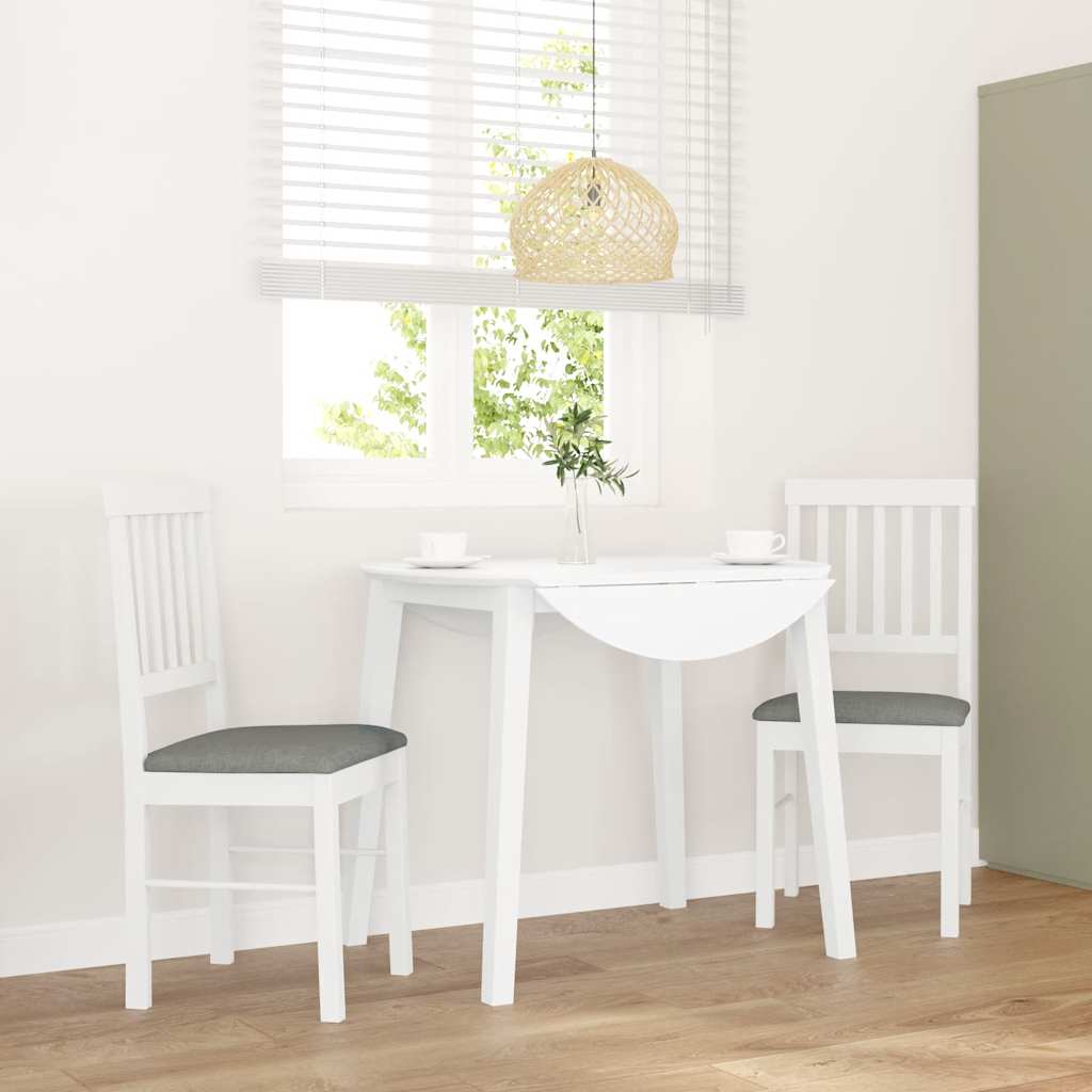 Sillas De Comedor 2 Unidades Madera Maciza De Caucho Blanco