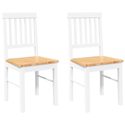 Sillas De Comedor 2 Unidades Madera Maciza De Caucho Blanco