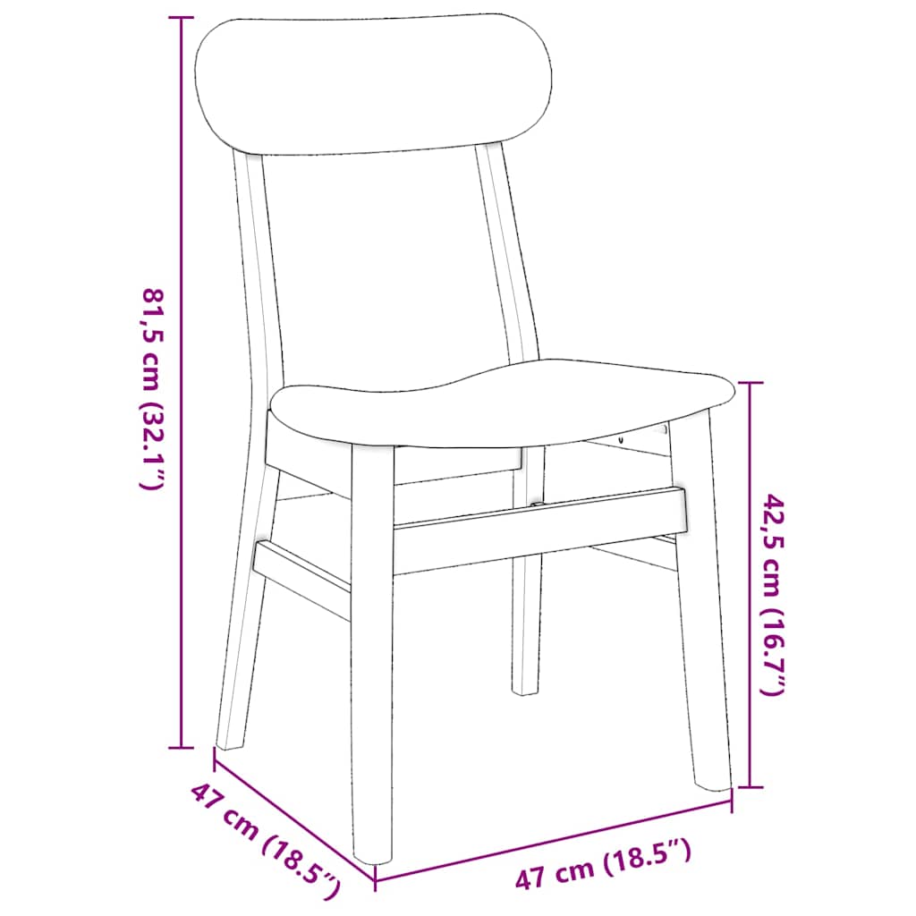 Sillas De Comedor Con Cojines 2 Uds Madera Maciza Marrón Caucho