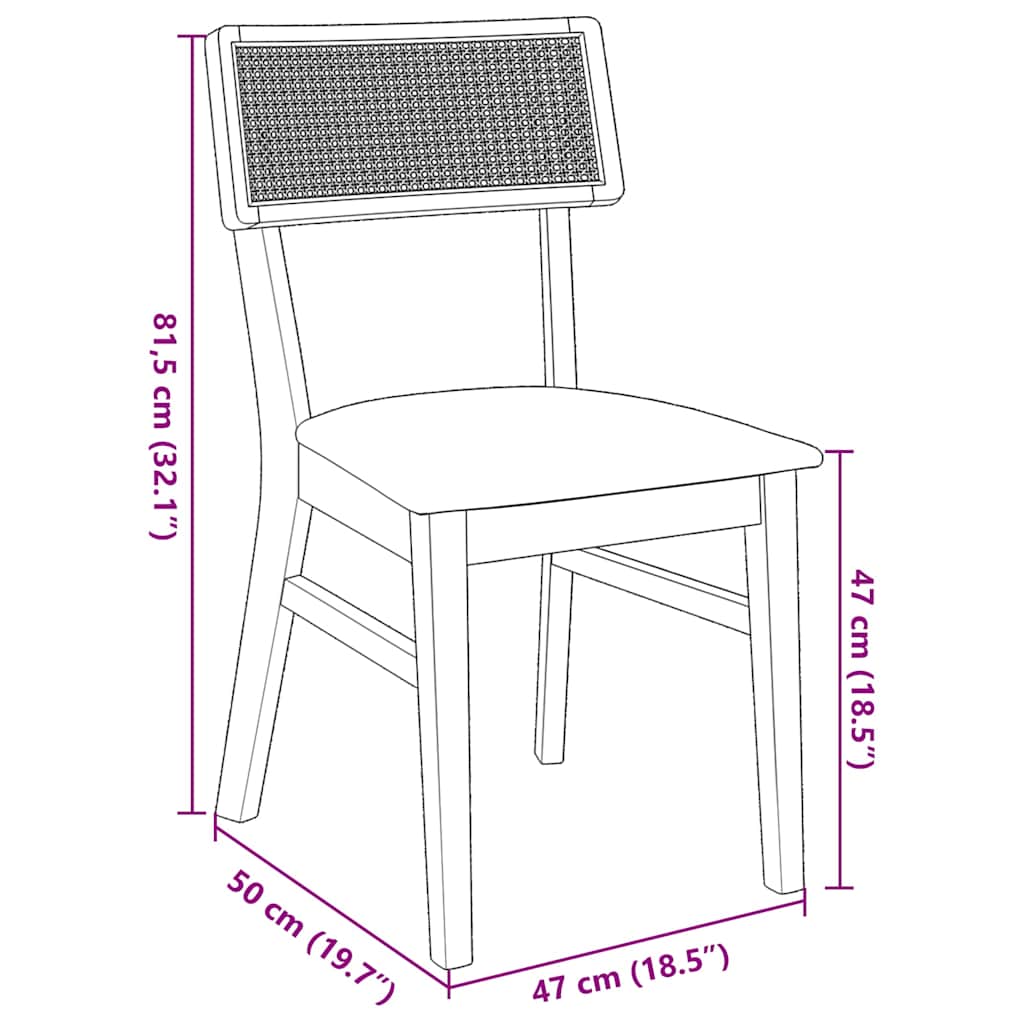 Sillas De Comedor Con Cojines 2 Uds Madera Maciza Marrón Caucho