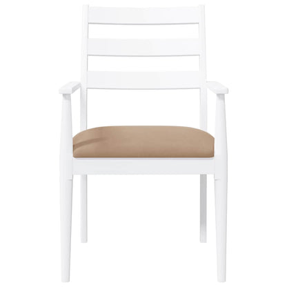 Sillas De Comedor Con Cojines, 2 Unidades, Blancas, Madera Maciza, Caucho