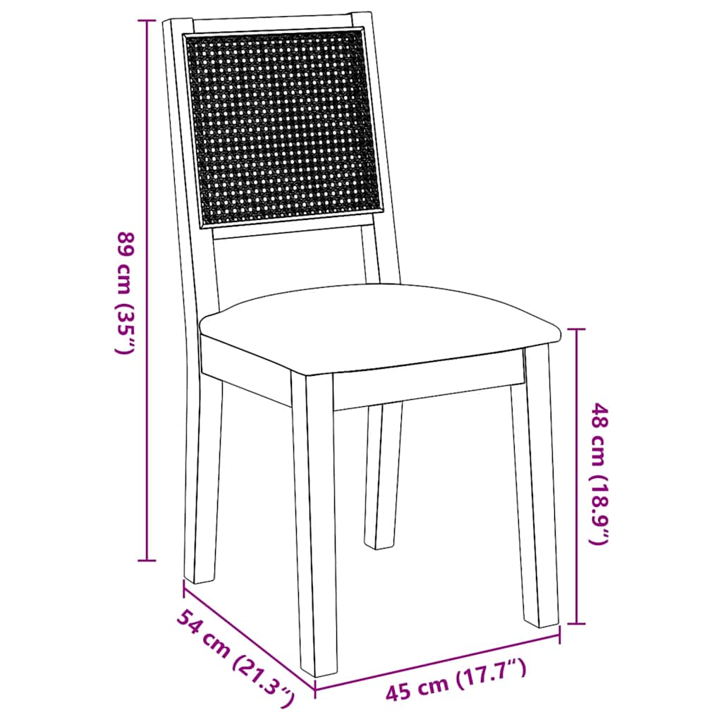 Sillas De Comedor Con Cojines 2 Uds Madera Maciza Marrón Caucho