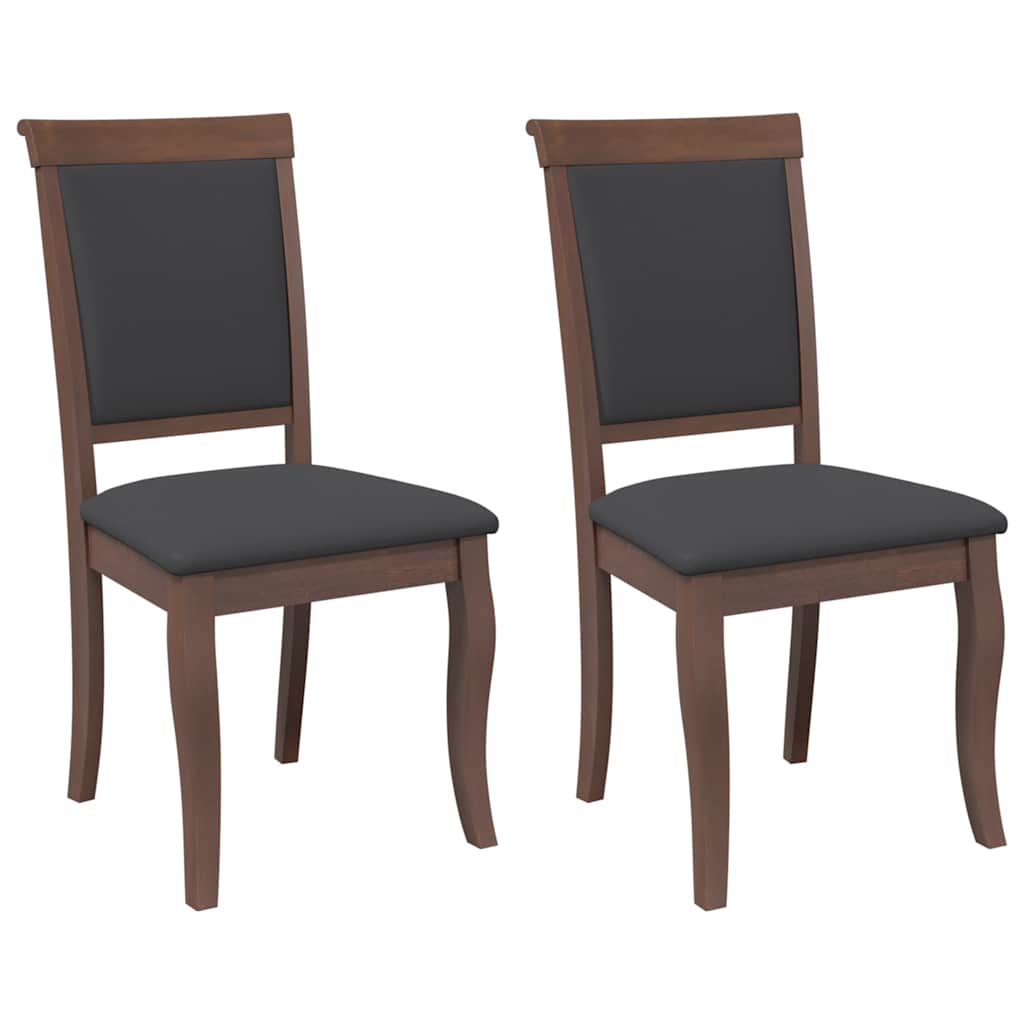 Sillas De Comedor Con Cojines 2 Uds Madera Maciza Marrón Caucho