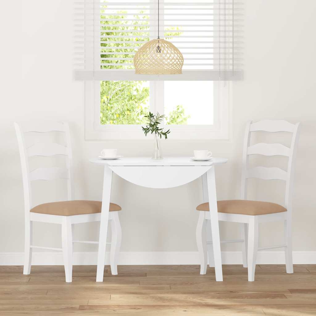 Sillas De Comedor Con Cojines, 2 Unidades, Blancas, Madera Maciza, Caucho