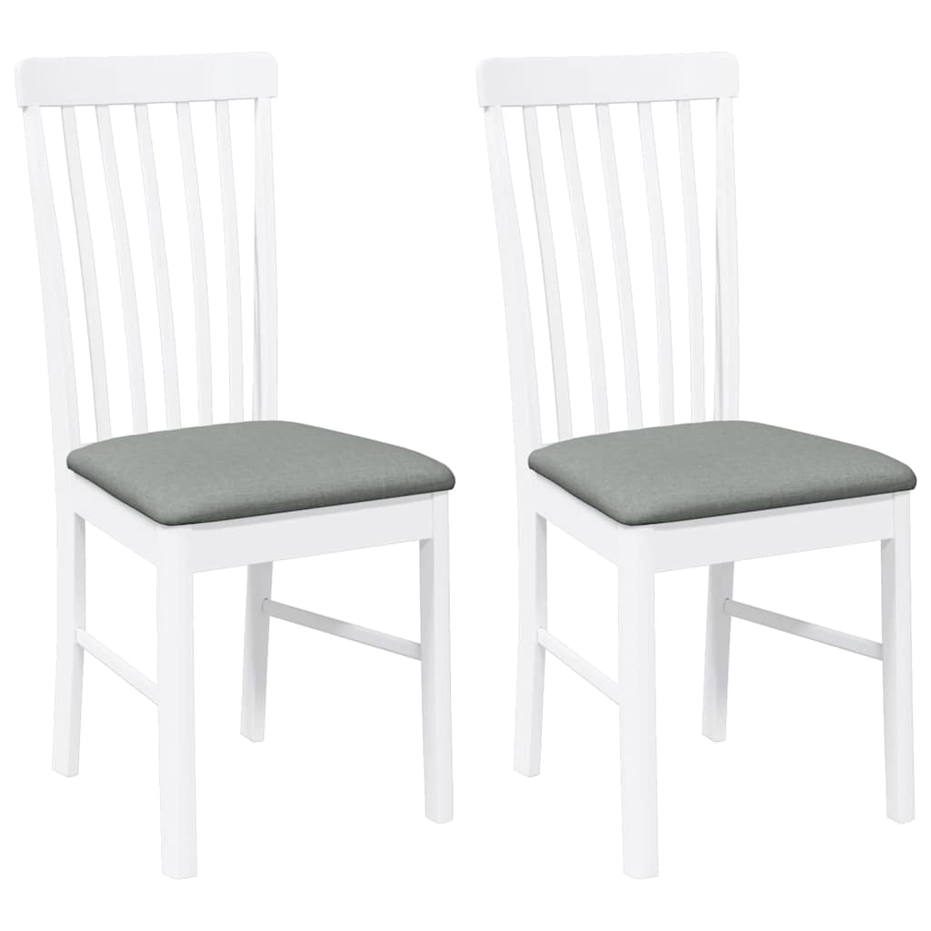 Sillas De Comedor Con Cojines 2Uds Madera Maciza Blanco Caucho
