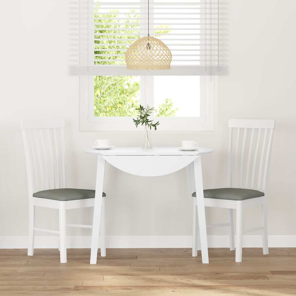 Sillas De Comedor Con Cojines 2Uds Madera Maciza Blanco Caucho