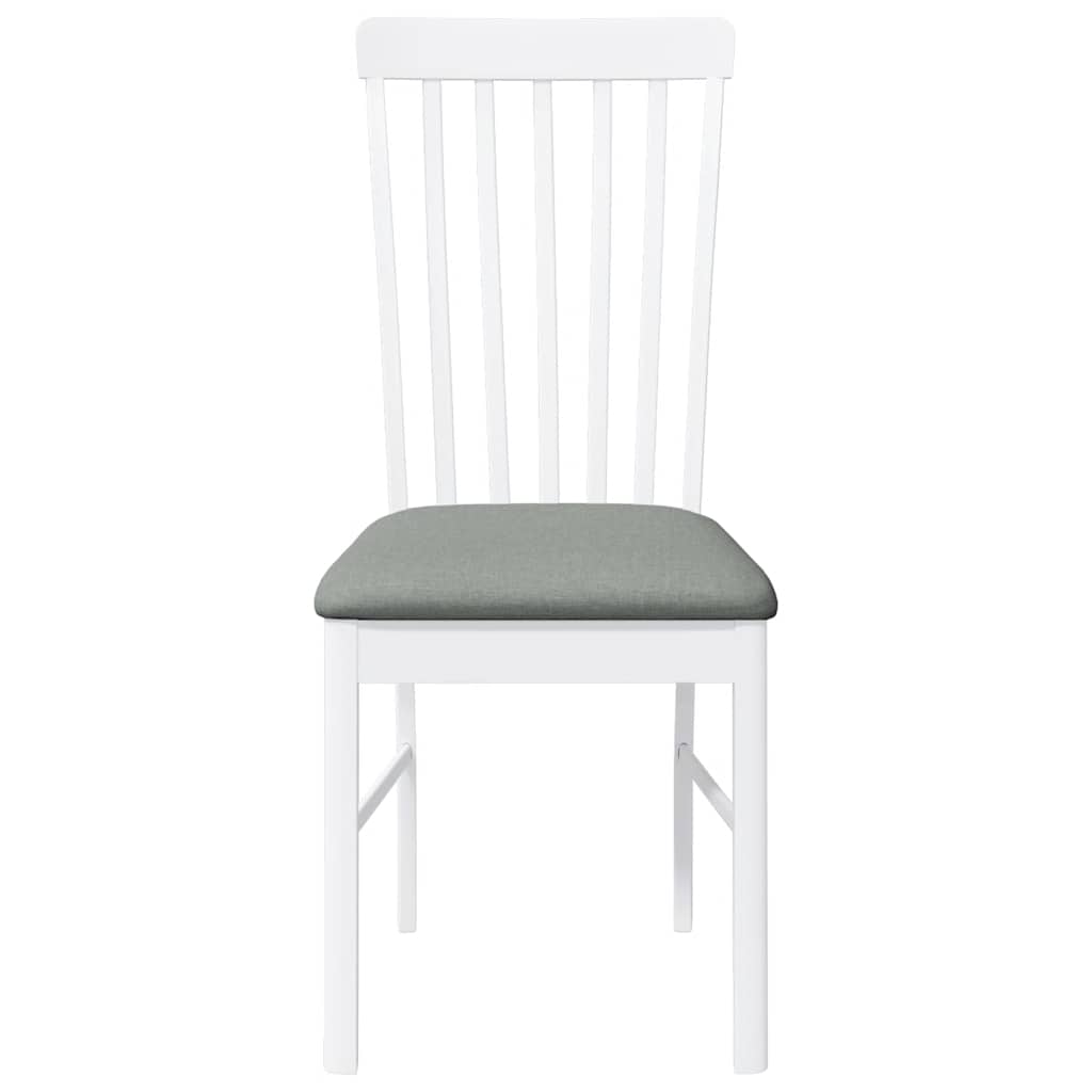 Sillas De Comedor Con Cojines 2Uds Madera Maciza Blanco Caucho