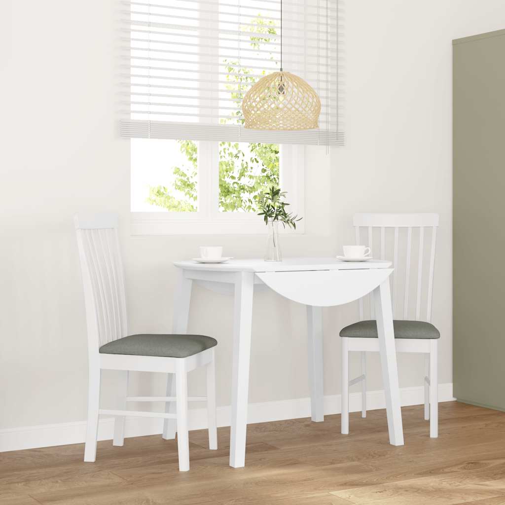 Sillas De Comedor Con Cojines 2Uds Madera Maciza Blanco Caucho