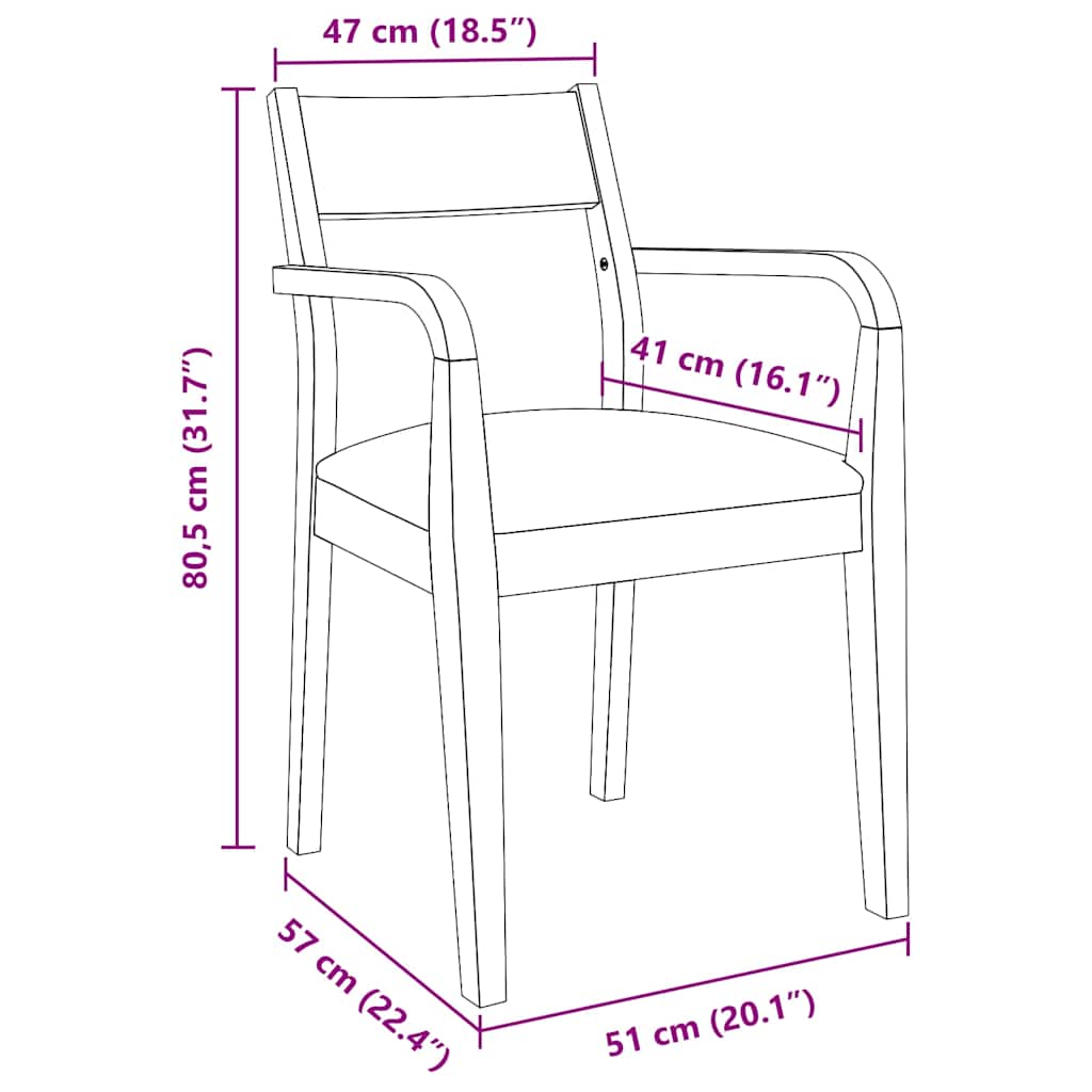 Sillas De Comedor Con Cojines 2Uds Madera Maciza Natural Caucho