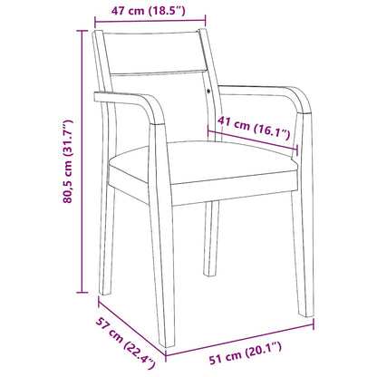 Sillas De Comedor Con Cojines 2Uds Madera Maciza Natural Caucho