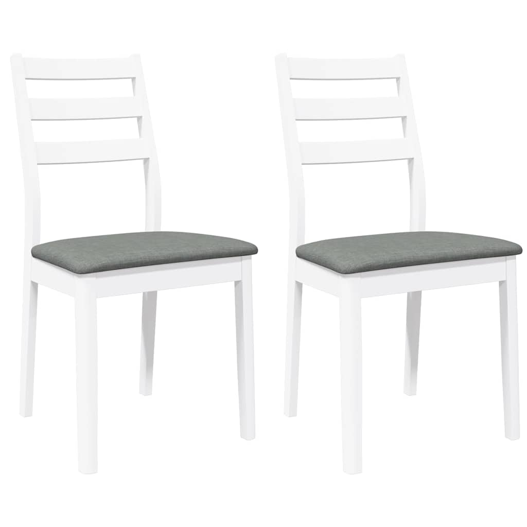 Sillas De Comedor Con Cojines 2Uds Madera Maciza Blanco Caucho