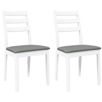 Sillas De Comedor Con Cojines 2Uds Madera Maciza Blanco Caucho
