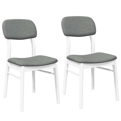 Sillas De Comedor Con Cojines 2Uds Madera Maciza Blanco Caucho