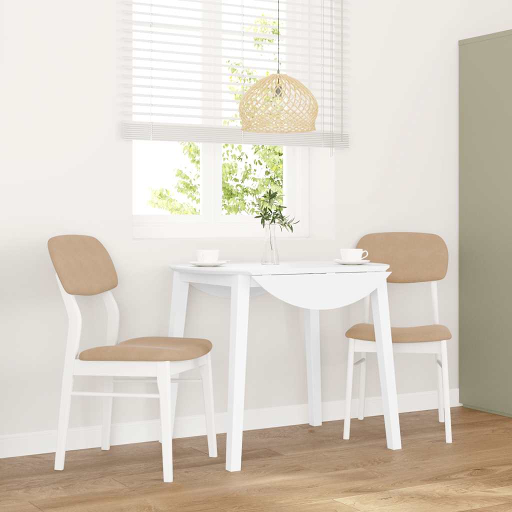 Sillas De Comedor Con Cojines 2Uds Madera Maciza Blanco Caucho