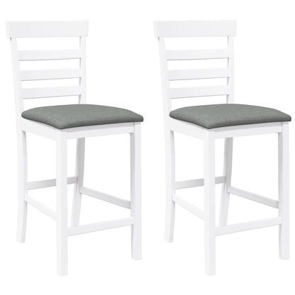 Taburetes De Bar Con Cojines 2 Uds Madera Maciza Blanca Caucho