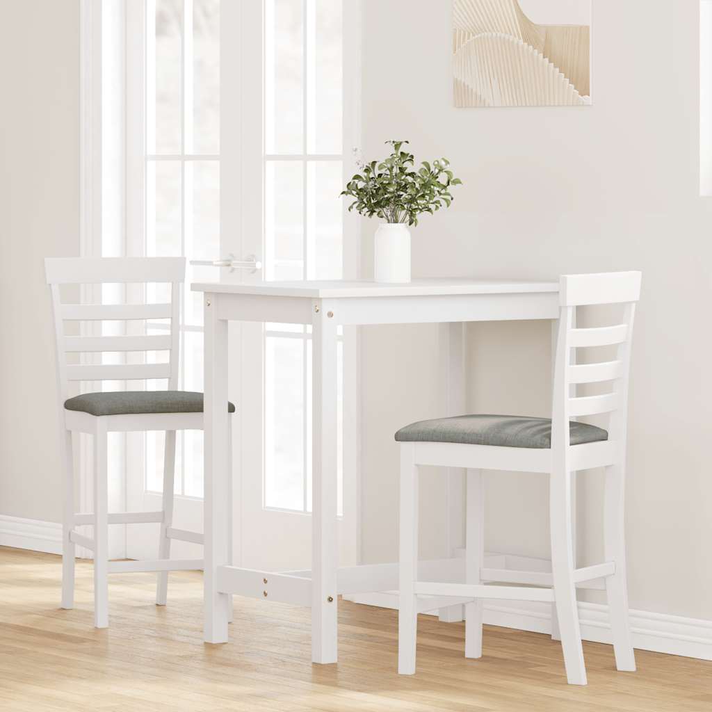 Taburetes De Bar Con Cojines 2 Uds Madera Maciza Blanca Caucho
