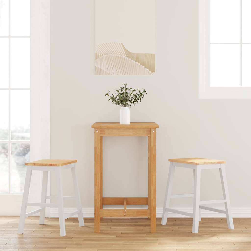 Sillas De Bar 2 Uds Madera Maciza Blanca Caucho